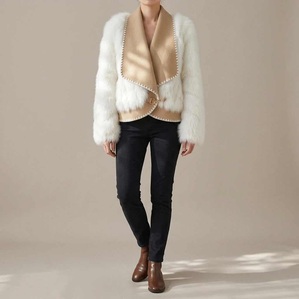 Fur Car Stripe Fur Coat For Women's Winter Lapel High-End Short Double-Sided Woolen Fashion Cardigan Thick Top Short — lifestyle_lead