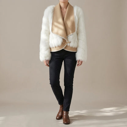 Fur Car Stripe Fur Coat For Women's Winter Lapel High-End Short Double-Sided Woolen Fashion Cardigan Thick Top Short — lifestyle_lead