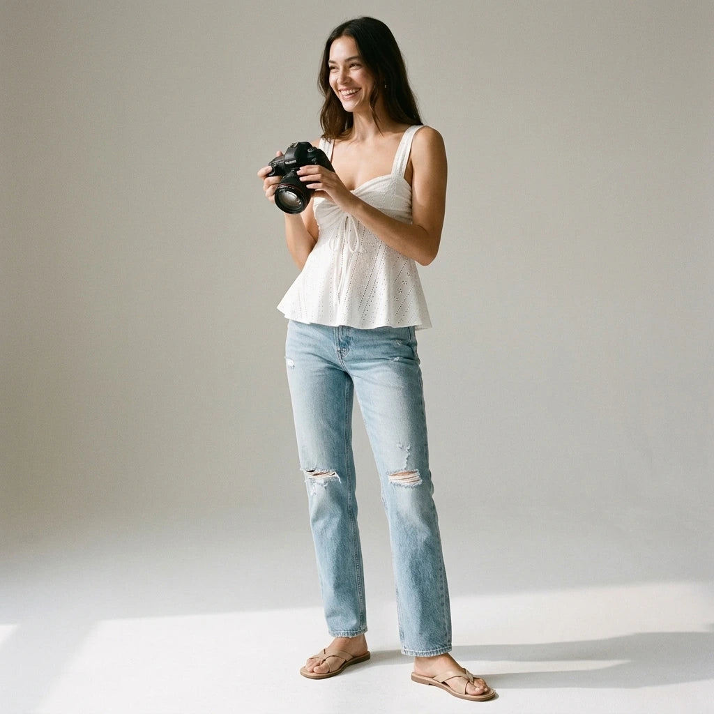 Women White Eyelet Lace Cami Top Casual Ruched Tie Front Peplum Camisole Top — lifestyle