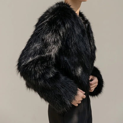 Street faux fur coat for winter — lifestyle