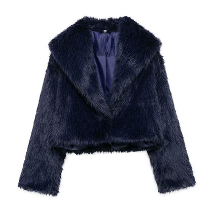 Casual short faux fur coat — variant_front