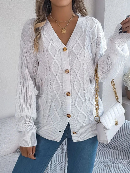 Cable-Knit Long Sleeve Cardigan — variant_front