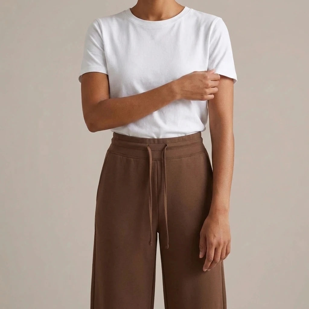 Yoga drawstring high waist wide leg walking pants casual pants — variant_front