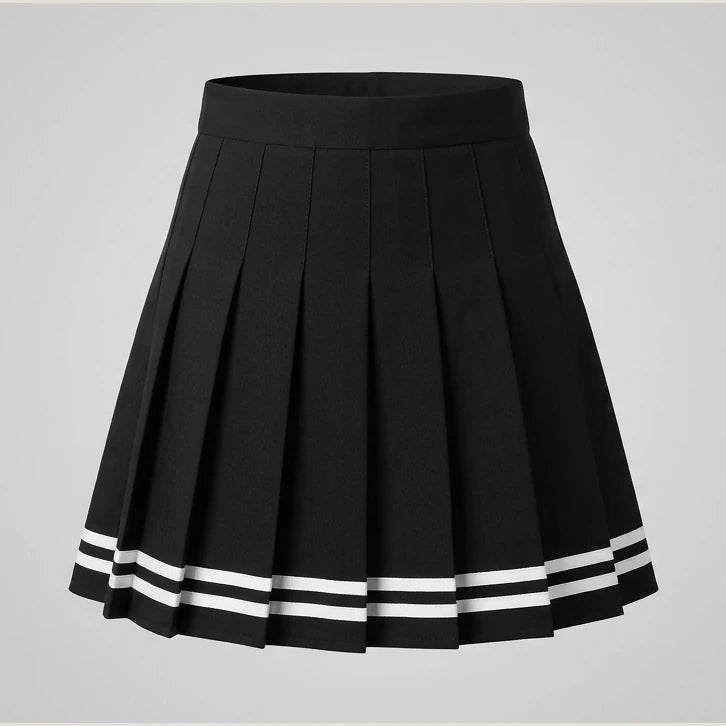Fashion Preppy Style Pleated Skirts Women 2025 Spring Summer New A Line Short Dress Sweet Girl High Waist Petchwork Skirt Street — product_only_front
