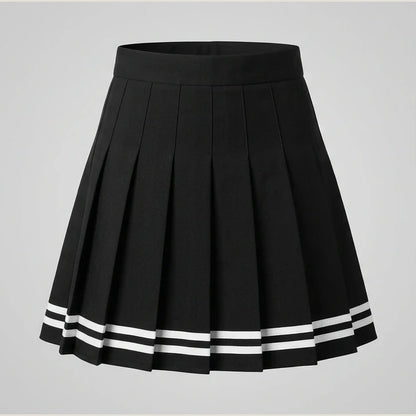 Fashion Preppy Style Pleated Skirts Women 2025 Spring Summer New A Line Short Dress Sweet Girl High Waist Petchwork Skirt Street — product_only_front