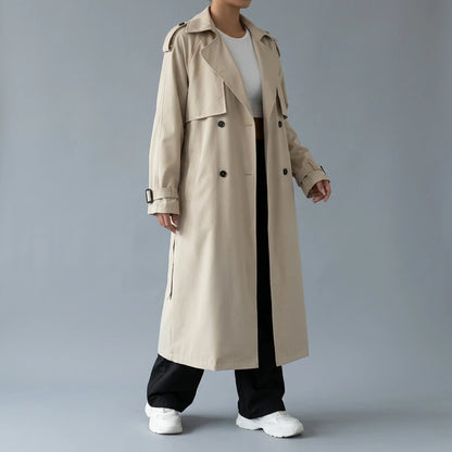 Collared Neck Long Sleeve Longline Trench Coat — lifestyle_lead