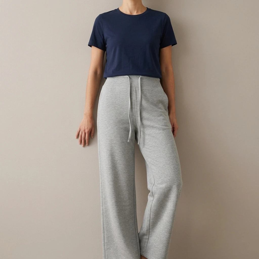 Yoga drawstring high waist wide leg walking pants casual pants — variant_front