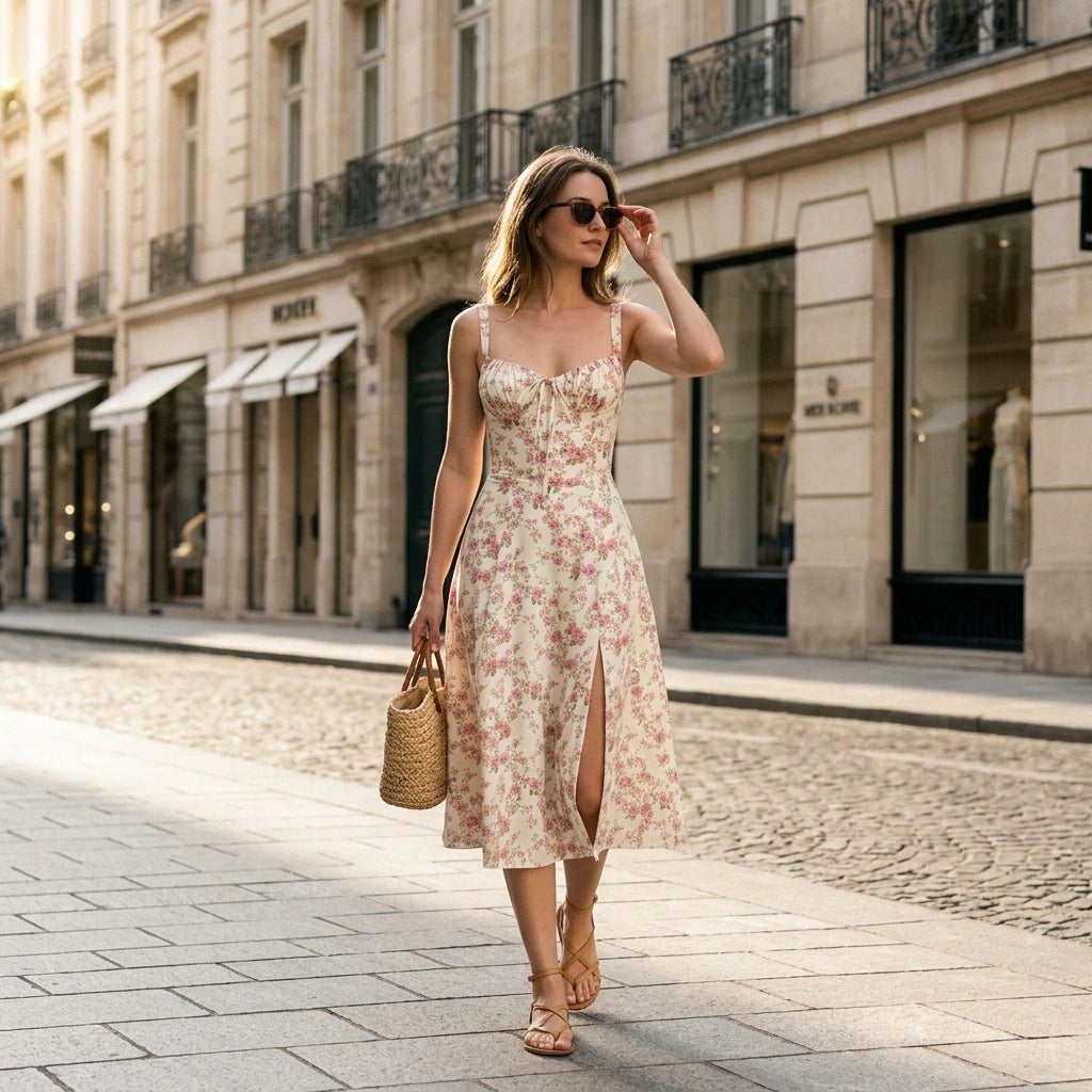 Luxury new temperament solid color fashion high-end halter dress floral dress women — lifestyle_lead