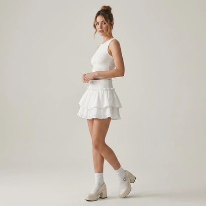Mini Skirt Cute Sexy Balletcore Elastic High Waist Ball Gown Ruffle Patchwork Lolita Skirt Short Korean Sweet Y2K Women Clothing — lifestyle