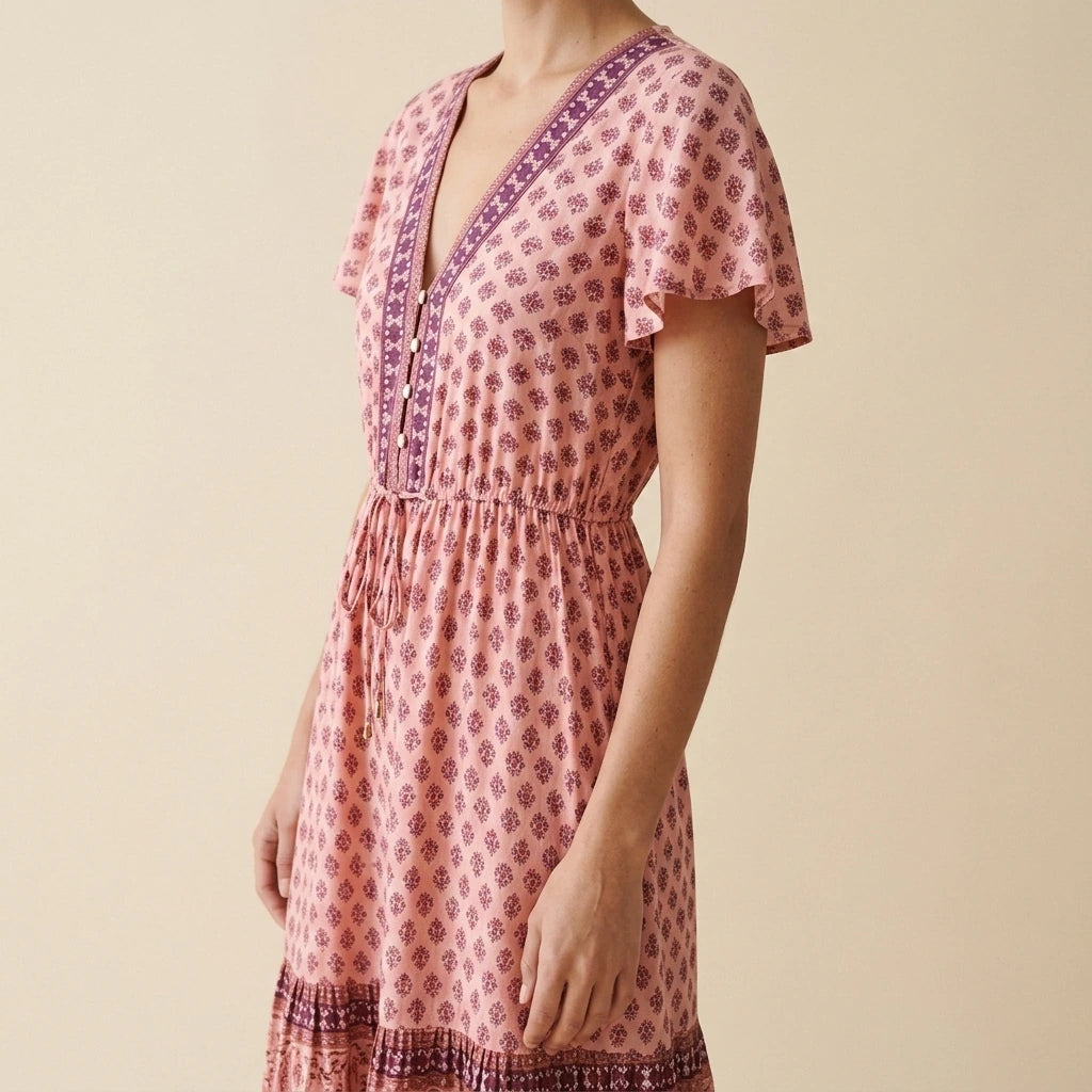 Bohemian positioning cotton dress — lifestyle