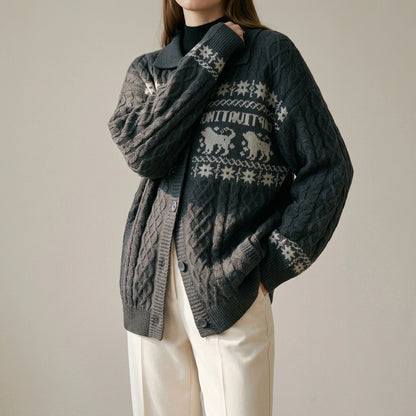 Isle Knit Cardigan for Women Chunky Cable Knit Oversized Relaxed Fit — lifestyle_lead