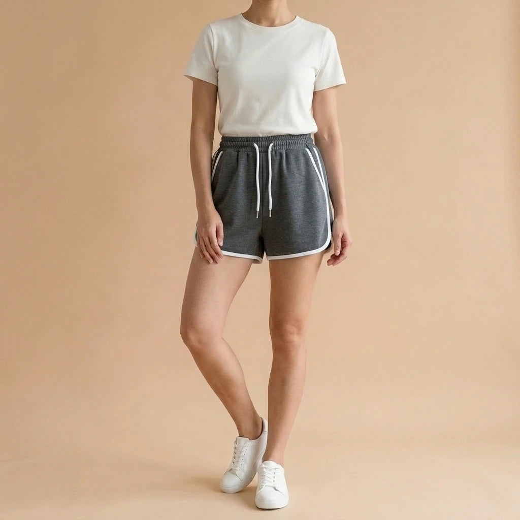 Style Casual Sports Shorts for Women, Loose and Comfortable Lounge Pants, Wide-Leg Shorts — variant_lifestyle_dark-grey__style-casual-sports-shorts-for-women-loose-and-comfortable-lounge-pants-wide-leg-shorts_lifestyle_full_body_standing_01.webp