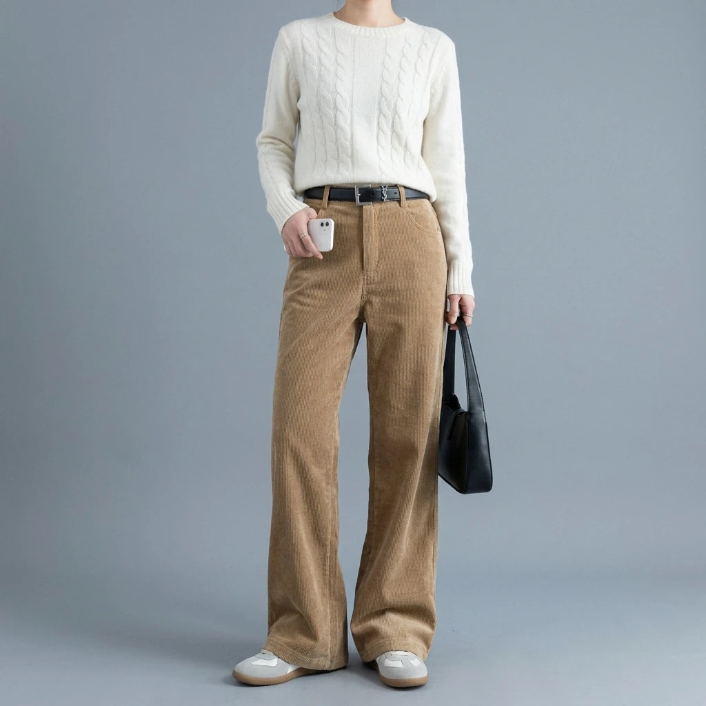 Corduroy Wide-Leg Pants Versatile Loose Casual Trousers for Women — lifestyle_lead