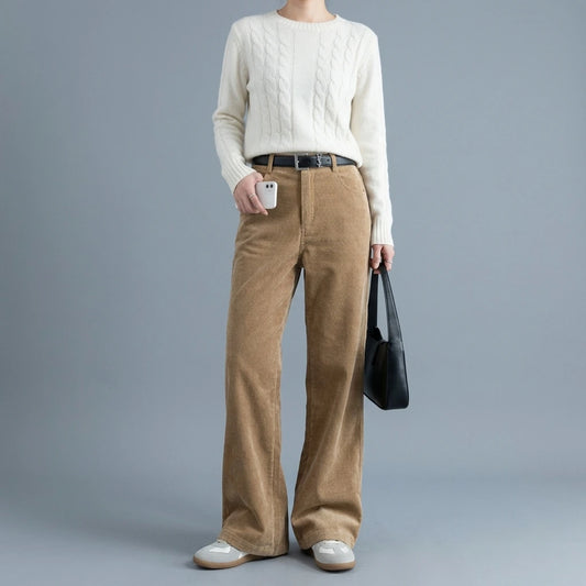 Corduroy Wide-Leg Pants Versatile Loose Casual Trousers for Women — lifestyle_lead