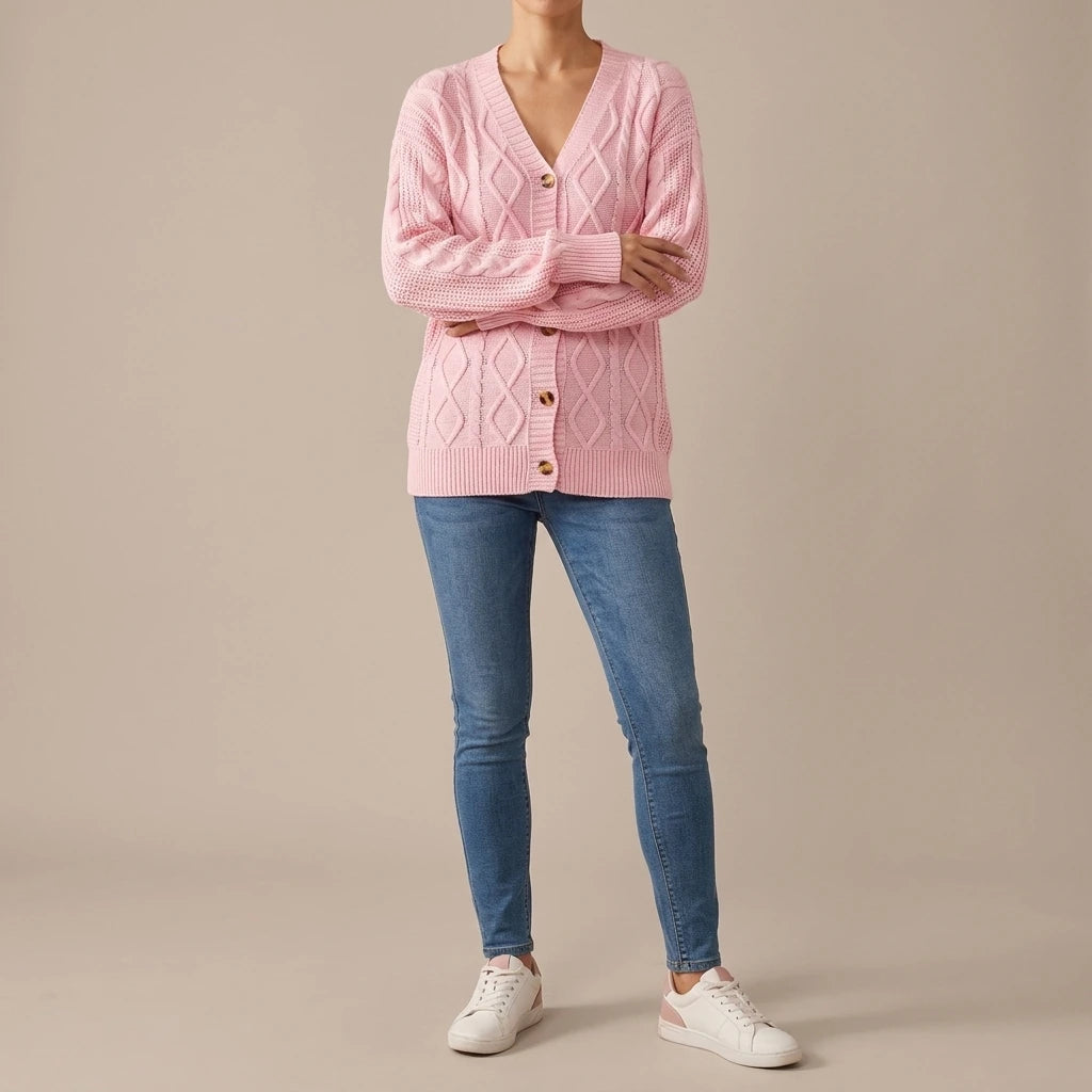 Cable-Knit Long Sleeve Cardigan — lifestyle_lead