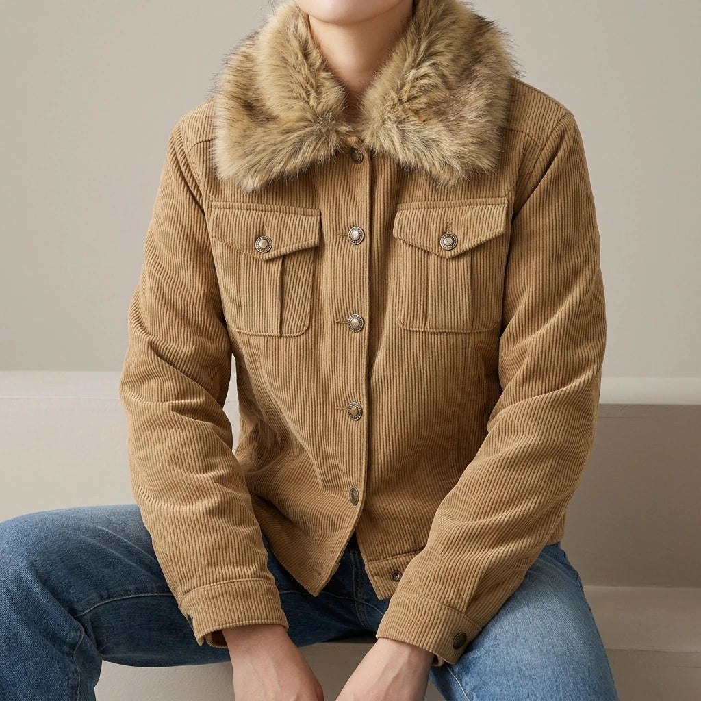 Corduroy cotton padded thick jacket — lifestyle