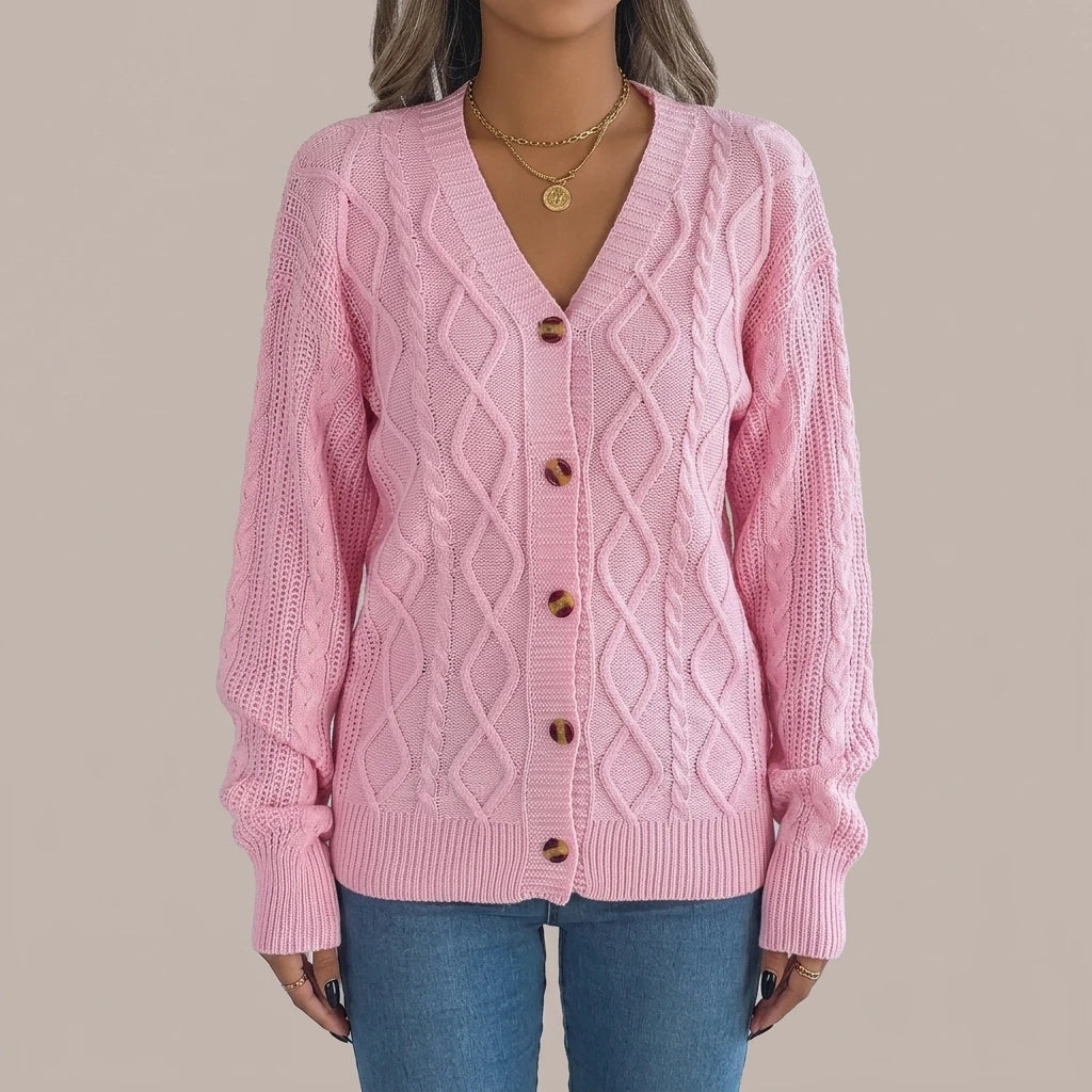 Cable-Knit Long Sleeve Cardigan — lifestyle