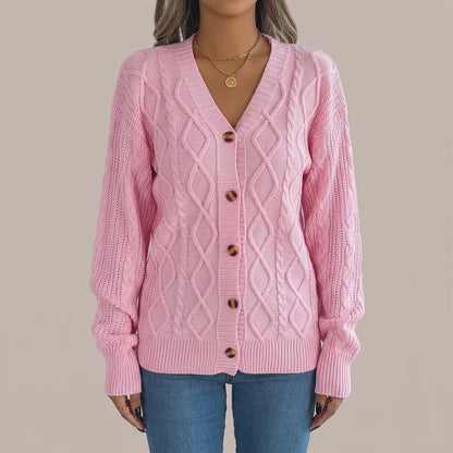 Cable-Knit Long Sleeve Cardigan — lifestyle