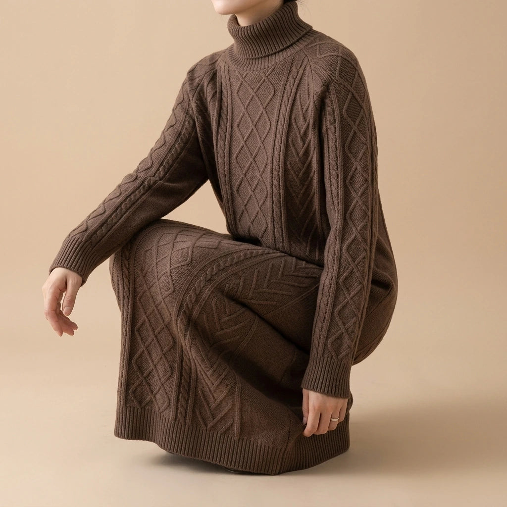 Highneck Sweater Dresses Women Female Sweater Dress — lifestyle