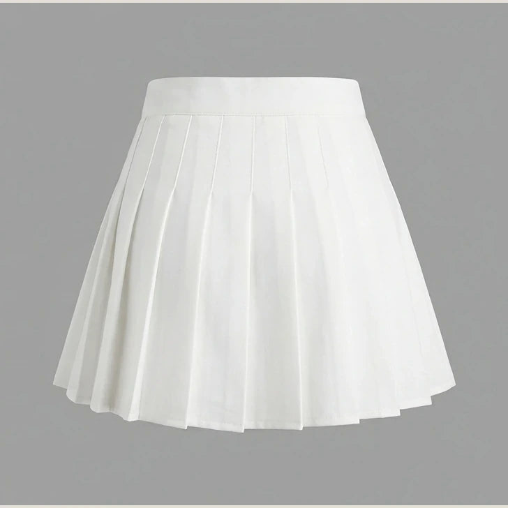 Zoki Sexy Women Pleated Skirts High Waist Summer Vintage Mini Skirts Korean Tennis Student White Designed Dance Skirt — product_only_back