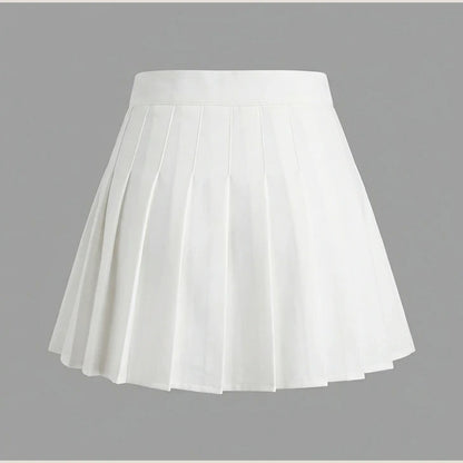 Zoki Sexy Women Pleated Skirts High Waist Summer Vintage Mini Skirts Korean Tennis Student White Designed Dance Skirt — product_only_back