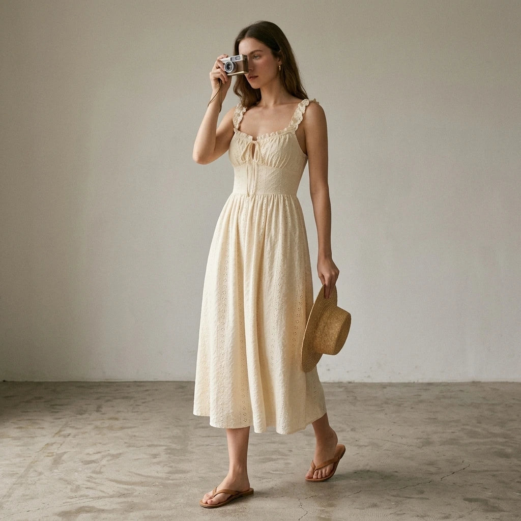 Women's solid color spaghetti strap dress, stylish sleeveless long dress, suitable for beach or casual outings. — lifestyle_lead