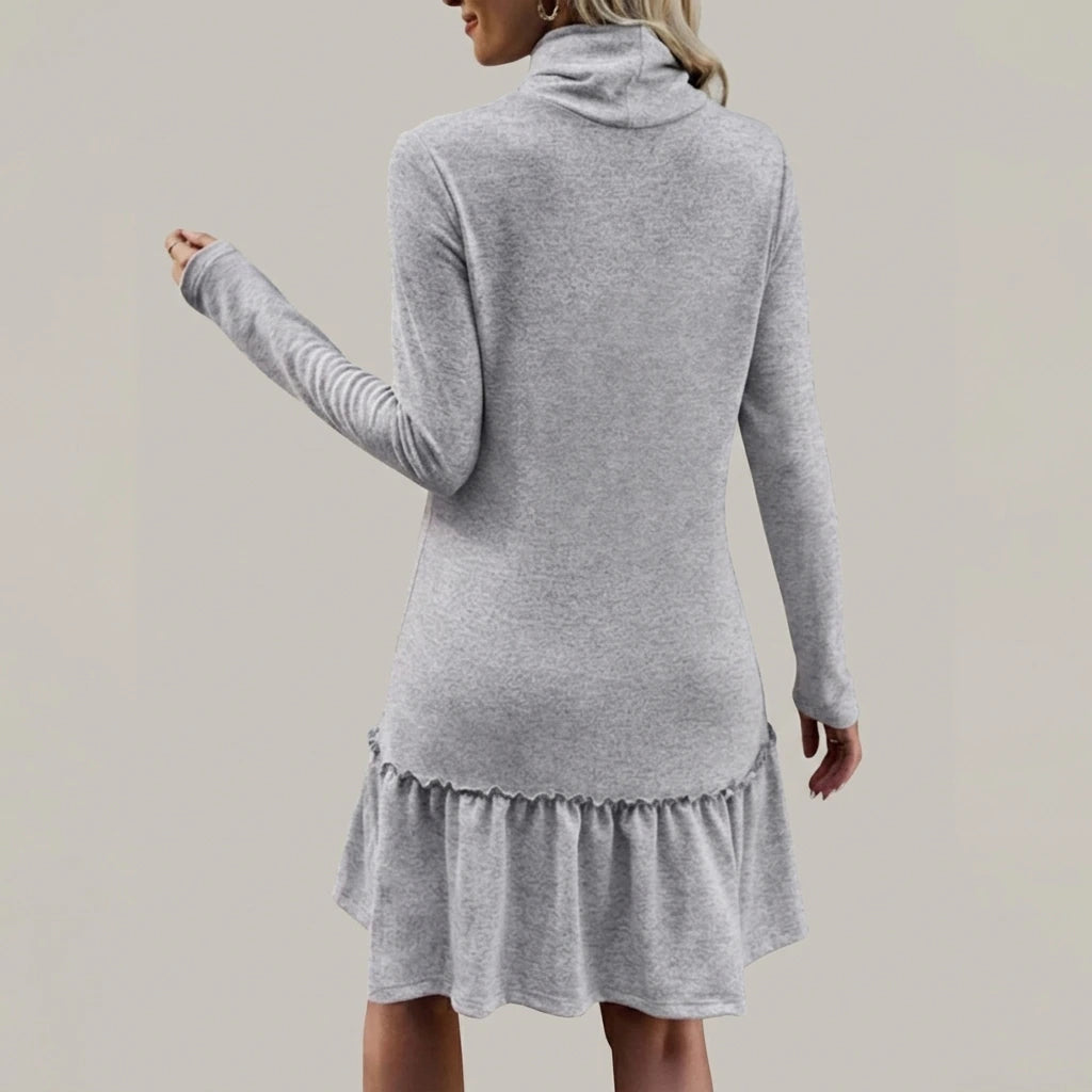 Frill Turtleneck Long Sleeve Dress — lifestyle