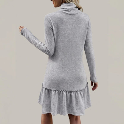 Frill Turtleneck Long Sleeve Dress — lifestyle