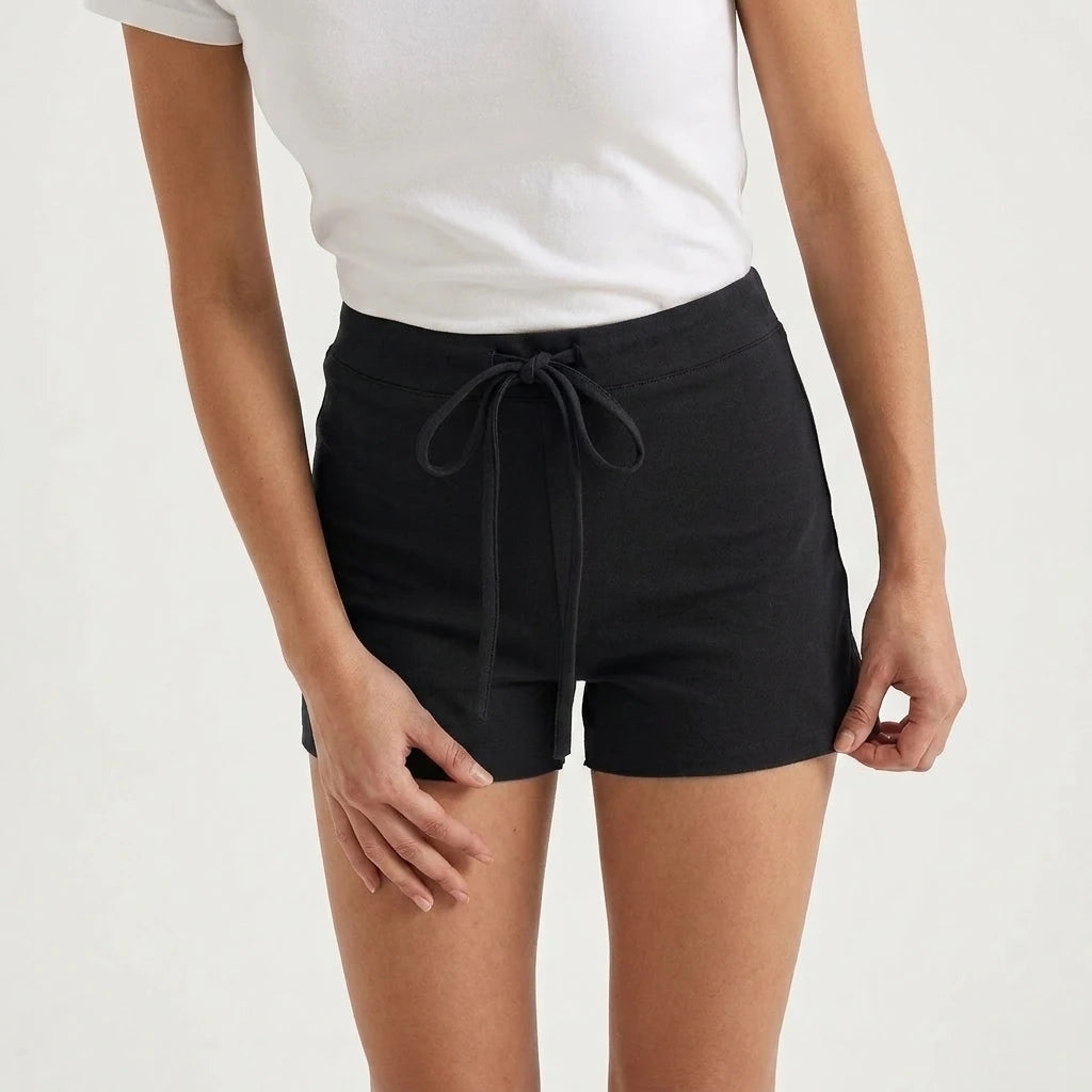 High-waist Cotton Drawstring Shorts High-waist Fitted Shorts — variant_front