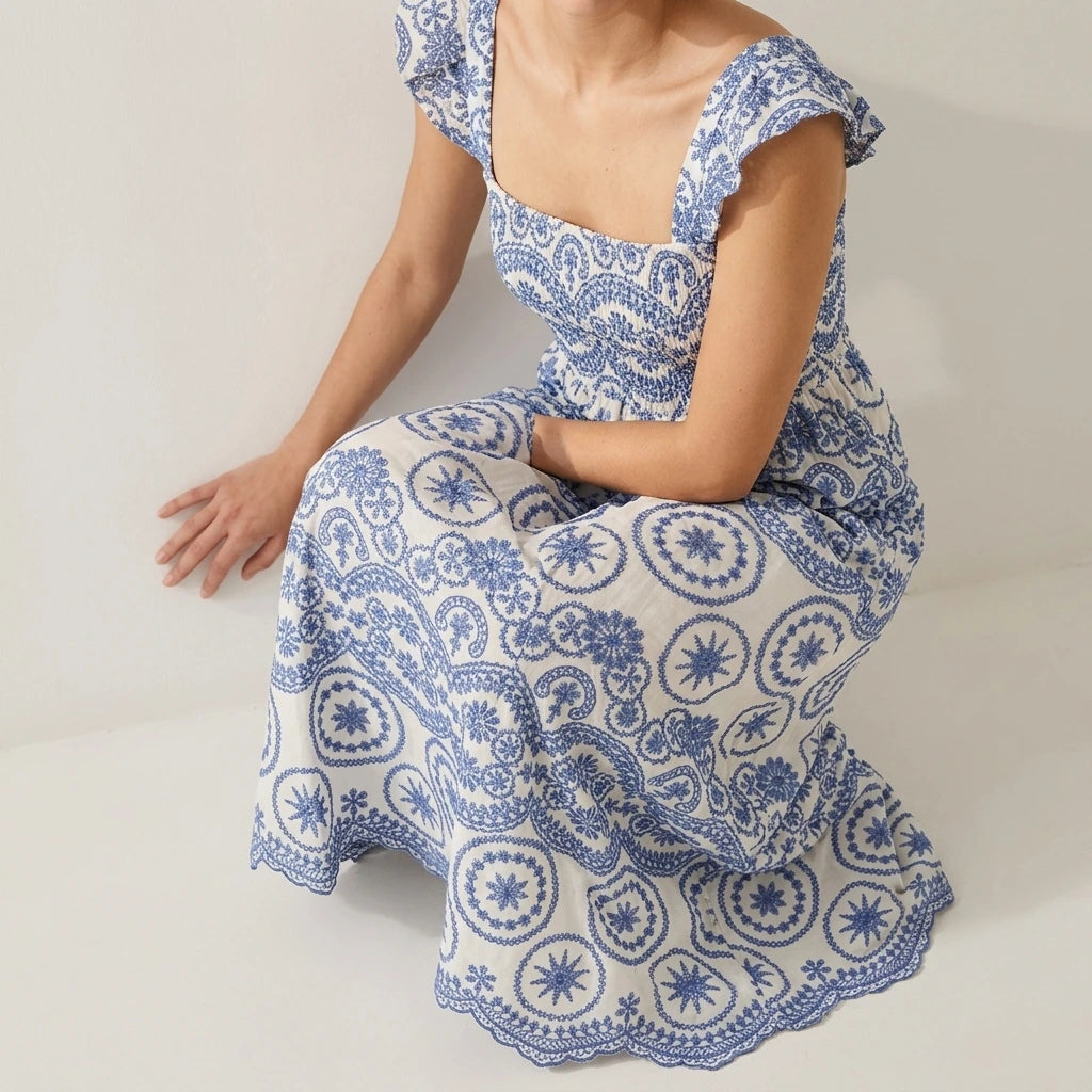 Summer Women's New Hollow Embroidered Suspender Dress — lifestyle