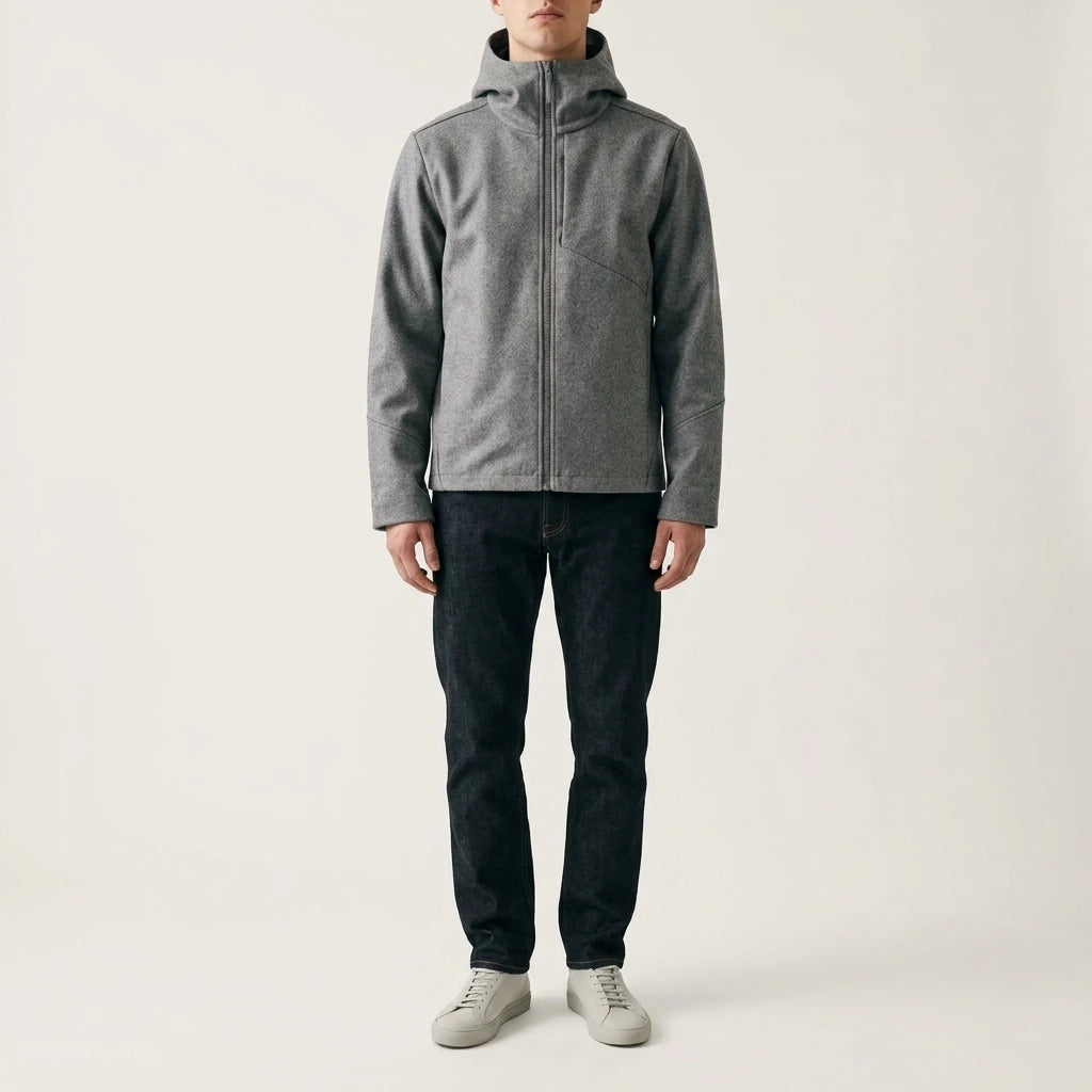 Commuting Warm Hooded Wool Blend Softshell Jacket for Men and Women — lifestyle