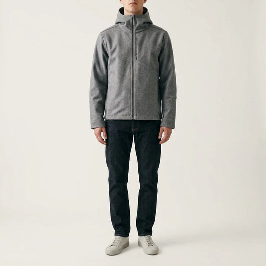 Commuting Warm Hooded Wool Blend Softshell Jacket for Men and Women — lifestyle