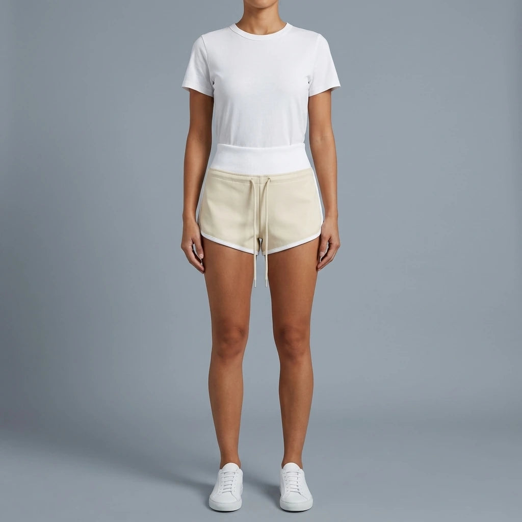 High Waist Wide Waistband Color Block Shorts for Sports and Leisure — variant_front