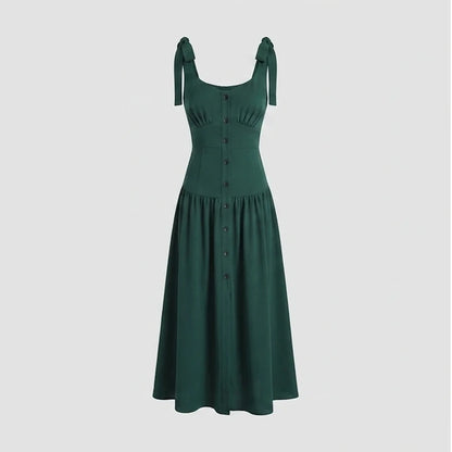 Front product-only image of Green Ruched A-Line Sleeveless Maxi Dress
