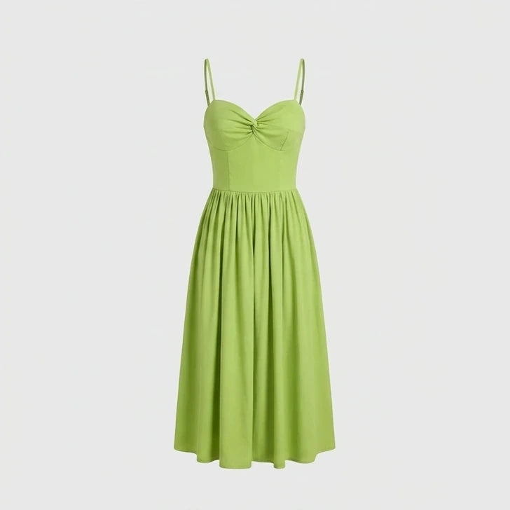 Back product-only image of green-sweetheart-neck-slip-midi-dress