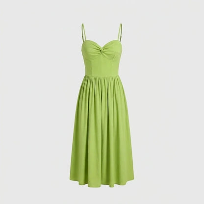 Back product-only image of green-sweetheart-neck-slip-midi-dress