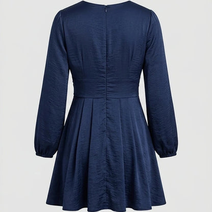 Back product-only image of navy-ruched-a-line-mini-dress