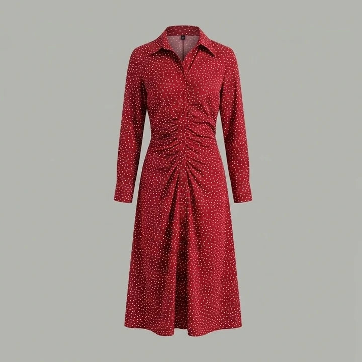 Front product-only image of Red Polka Dot A-Line Midi Dress