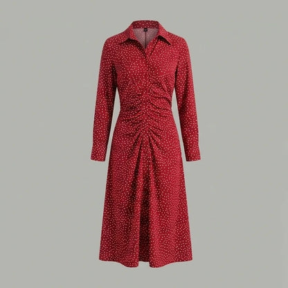Front product-only image of Red Polka Dot A-Line Midi Dress