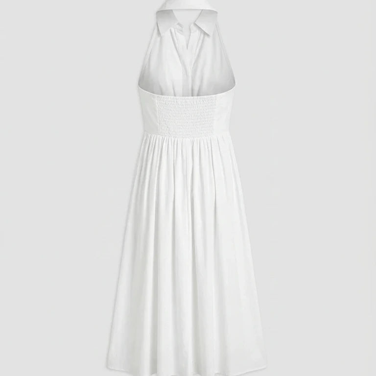 Back product-only image of The White Collared Twist Backless Midi Dress