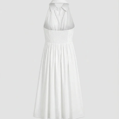 Back product-only image of The White Collared Twist Backless Midi Dress