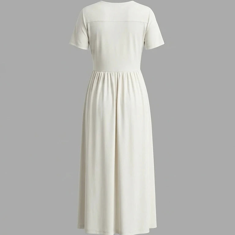 Back product-only image of White V Neck Lace Splicing Maxi Dress