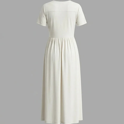 Back product-only image of White V Neck Lace Splicing Maxi Dress